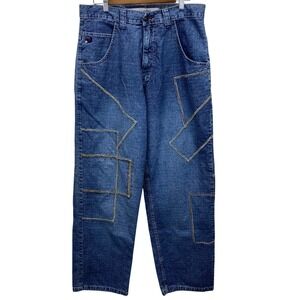 VTG Paco Jean Company Jeans Mens 33W 33L Patchwork Stitching Denim Baggy Jeans